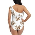 thumbnail image 5 of Sikiie Retro Squirrel Print Women One Piece Swimsuits Tummy Control One Shoulder Bathing Suits Ruffle Swimwear, From S to XXL-X-Large, 5 of 6