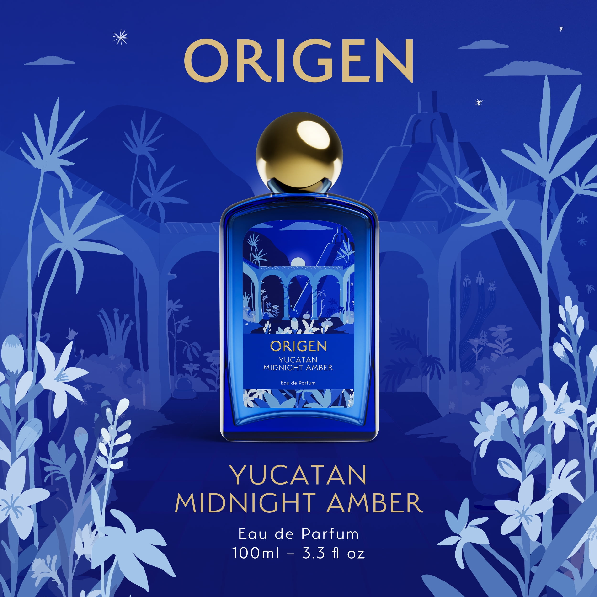 Origen Yucatan Midnight Amber Eau de Parfum, Vibrant and Solar Floral Ambery Fragrance for Women, 3.3 oz