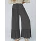 thumbnail image 5 of Pantalones Palazzo Holgados de Playa con Cintura Alta Elástica, Dobladillo con Volantes y Pierna para Mujer Gris Oscuro XS, 5 of 7