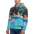 thumbnail image 3 of Uemuo Tropical Poolside Relaxation Pattern Men's Hoodie - Casual Pullover Hoodie with Kangaroo Pocket, Stylish Hooded Sweatshirt for Everyday Wear-XX-Large, 3 of 7