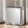 thumbnail image 3 of 16 Gallon Dual Trash Can Rubbish Bin and 15 Trash Bags, Metal, Silver and Black, 3 of 6