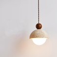thumbnail image 1 of Natural Stone Shade Spherical Pendant Light Retro Mini Pendant Lamp Nordic Style Pendant Lighting for Kitchen Island Dining Room - Solid Wood Hainging Light Three-Tone Lighting,Walnut,5.9in, 1 of 1