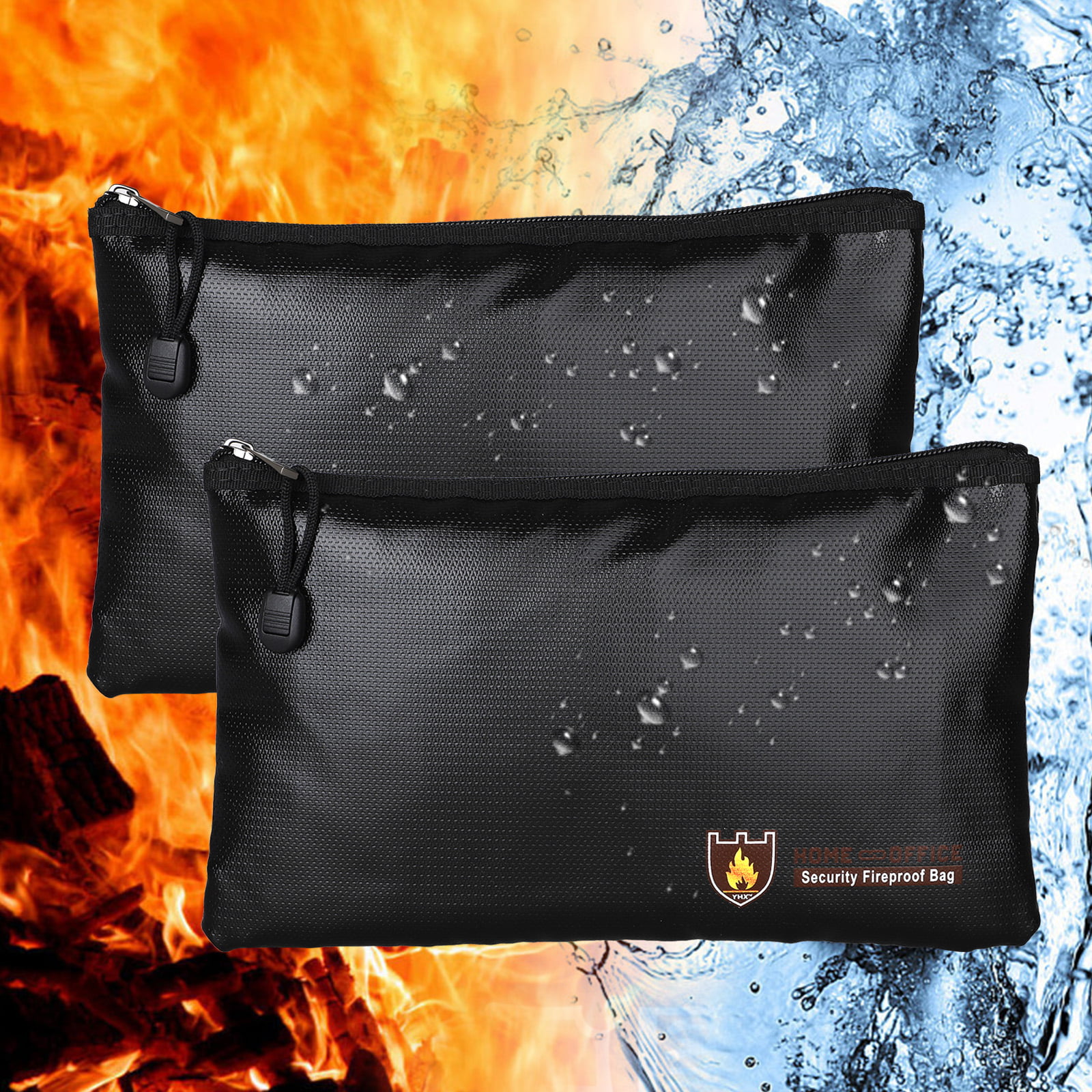 Zipper Closure Jewelry Black Yachieve Fireproof Document Bag,15 x 11 Non-Itchy Silicone Coated Fire Resistant Money Bag Fireproof Safe Storage for Money,Documents