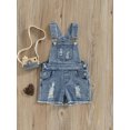 thumbnail image 2 of Bagilaanoe Toddler Baby Girl Summer Short Jumpsuit Sleeveless Solid Color/Leopard Print Print Suspender Overalls 1T 2T 3T 4T 5T 6T Kids Short Pants Summer Outfits, 2 of 8