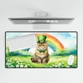 thumbnail image 4 of Happy St. Patrick’s Day Exotic Shorthair with Green Hat Shamrocks Rainbow Desk Mat Full Keyboard Mouse Pad Cat Lover Kitten Owner Gifts Large Mousepad - 03007, 4 of 5