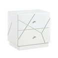 thumbnail image 2 of 6pc Bedroom Furniture Set Queen Size White Finish LED Headboard Bed Glam Geometric Design, 2 of 7