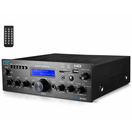 Pyle Wireless Bluetooth Home Stereo Amplifier - Multi-Channel 200 Watt Power Amplifier Home Audio Receiver System w/HDMI  Optical/Phono/Coaxial  FM Radio  USB/SD  AUX  RCA  Mic in - Remote - PDA9HBU