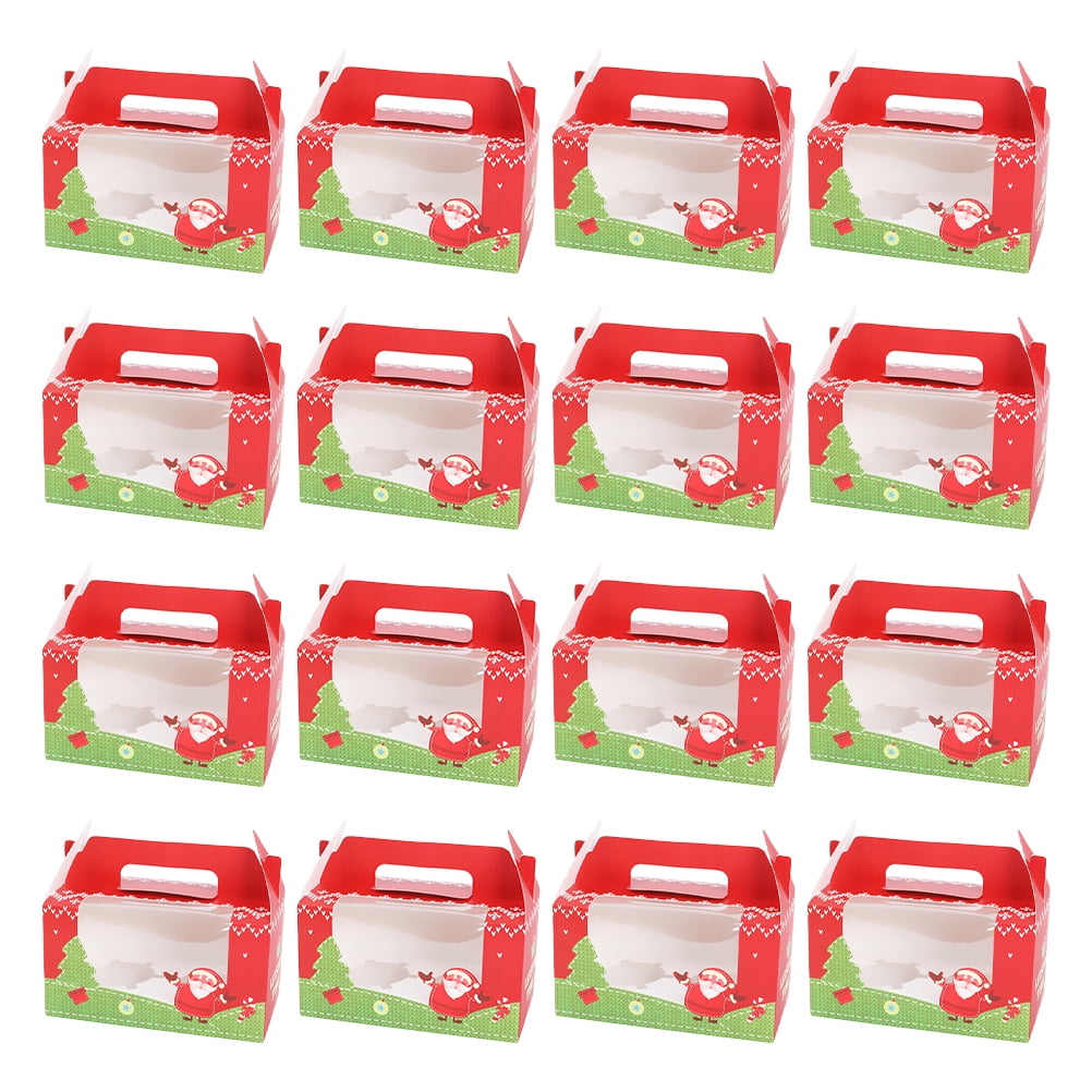 20Pcs Christmas Cupcake Boxes Cake Packaging Cases Handy Cupcake Boxes