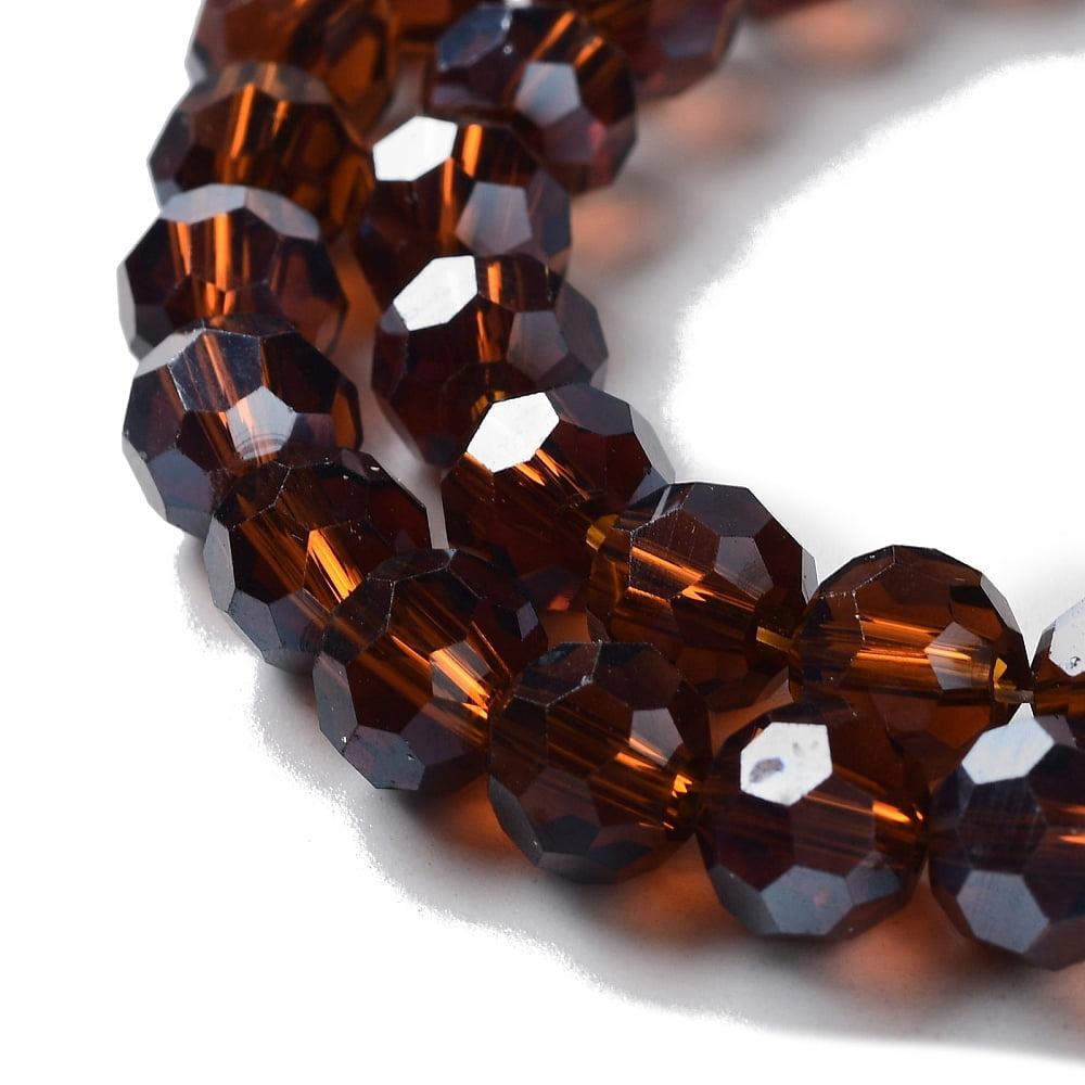 Sienna 10 Strand Electroplate Glass Bead Strands Pearl Luster Plated Faceted(32 Facets) Round Sienna 8x7mmDIY