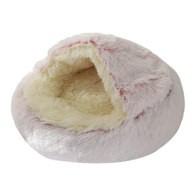 GROWTH TANK Lit pour Animaux - Nid Rond Doux avec Capuche pour Chiens et Chats, Faux Câlin Rose 40cm