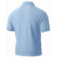 thumbnail image 4 of ZunFeo Mens Moisture Wicking Ribbed Polo Shirts Short Sleeve with Pocket Breathable Performance Wrinkle Free Casual Knit Top Light Blue S-XXXL,Size L, 4 of 6