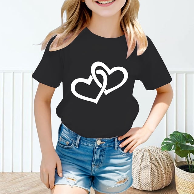 WEAIXIMIUNG T-Shirts pour Fillettes 4T Graphiques Mignons Col Rond Manches Courtes Été Décontracté T-Shirt 100