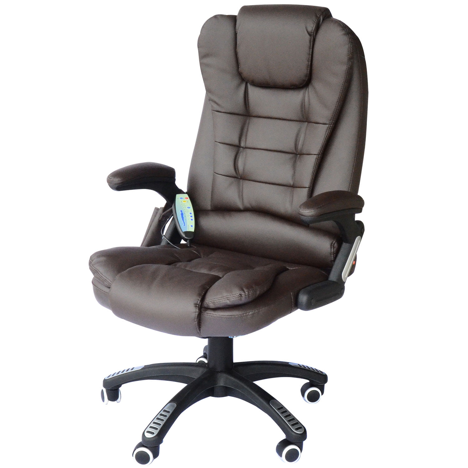 HomCom High Back Faux Leather Adjustable Heated Executive Massage Office Chair - Dark Brown