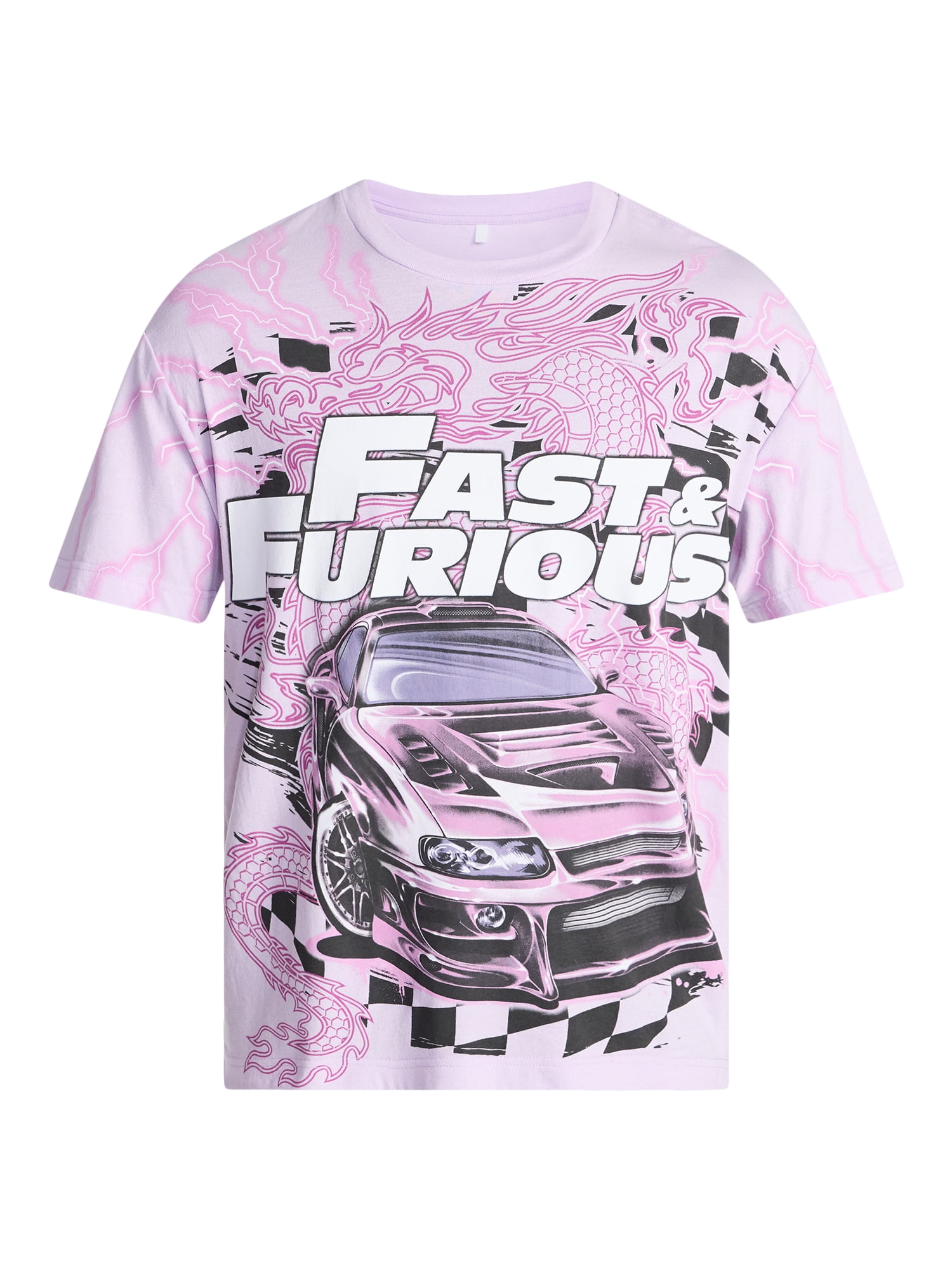 Fast and Furious Men's and Big Men's Dragon Line Oversized Graphic Tee, Sizes XS-3XL