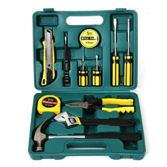 Ensemble de 12 Pcs d'Outils Ménagers, Trousse d'Outils pour Tournevis / Comprend une Petite Trousse d'Outils, pour Réparation Domestique Bricolage, Mécanicien, Voiture, Moteur, Réparation de Vélo Entretien Quotidien, Marteau, Pinces, Outils Manuels de Base