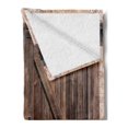 thumbnail image 2 of Rustic Soft Flannel Fleece Throw Blanket, Wooden Barn Door in Stone Farmhouse Image Vintage Desgin Rural Art Architecture Print, Cozy Plush for Indoor and Outdoor Use, 70" x 90", Brown, by Ambesonne, 2 of 5