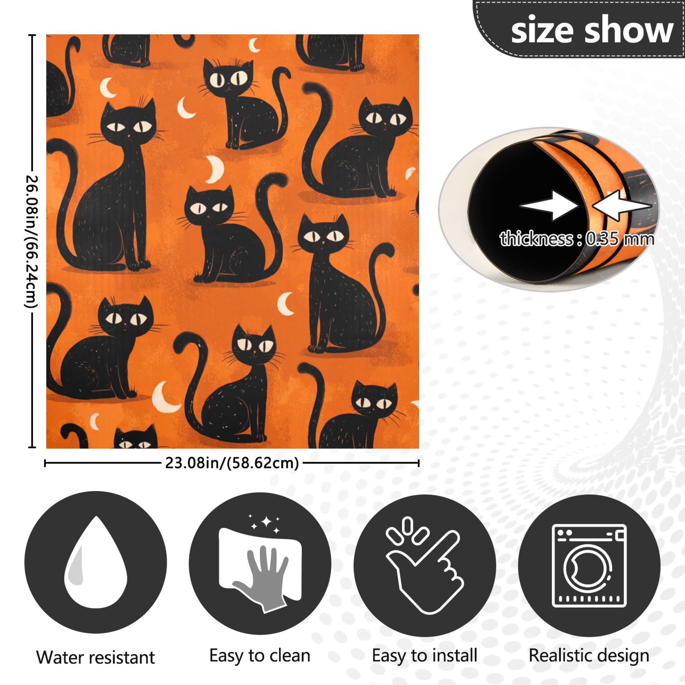 Dishwasher Magnetic Refrigerator Magnet Cover Sticker Home Decorative 23"x26" Black Cat with Moon Design