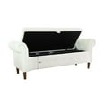 thumbnail image 3 of 63''W Storage Ottoman Bench with Rolled Armrests, Long Foot Stool with Safety Hinge Flip Top, End of Bed Bench with Solid Wood Legs for Living Room, Bedroom, White, 3 of 7