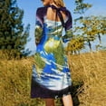 thumbnail image 2 of Planet Earth In Space Sweetheart Knot Flared Dress Fashion Design Large Size Loose Dress Planet Earth Space Solar System, 2 of 4