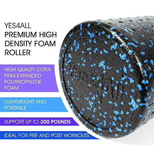 Best for Flexibility and Rehab Exercises 24 inch, Black Extra Firm High Density Foam Roller Yes4All EPP Exercise Foam Roller