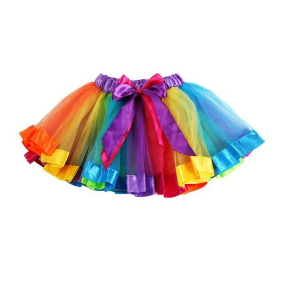jovati Girls Tutu Skirt Girls Kids Petticoat Rainbow Pettiskirt Bowknot Skirt Dress Dancewear S