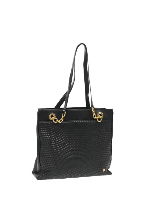 Pre-Owned Bally Vintage Quilted Leather Black Leather Shoulder Bag Bag
