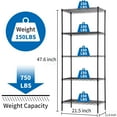 thumbnail image 6 of NiamVelo 5 Tier Wire Shelving Unit Metal Storage Shelves, Adjustable Heavy Duty Wire Rack Shelving 750lbs Capacity for Garage Home Kitchen Bathroom, Black, 6 of 8