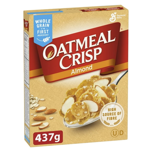 Oatmeal Crisp Breakfast Cereal, Almond, High Fibre and Whole Grains, 437 g, 437 g