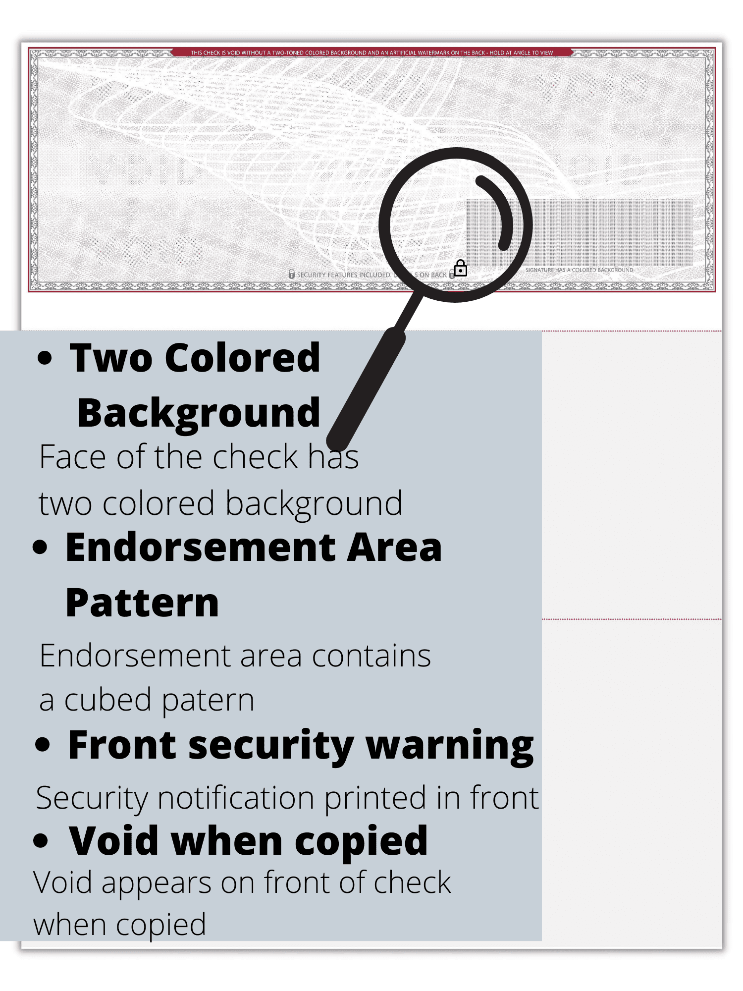 Compuchecks 100 Blank High Security Check Paper On Top - Weight # 70  Grey/Red Art Deco