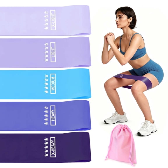 Resistance Bands for Working Out, Set of 5 Exercise Band for Yoga, Physical Therapy, Home Gym & Fitness Training