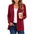 thumbnail image 2 of Mooqilaa Women's Cardigan Sweaters, Open Front Spring Fall Casual Long Sleeve Knit Cardigans Red Size 2XL, 2 of 5