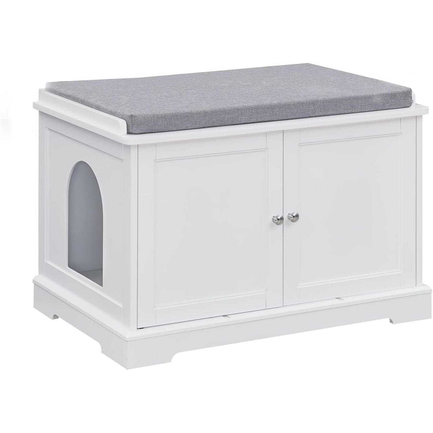 FulnKye Cat Washroom Storage Bench, Cat Litter Box Cover, Solid MDF