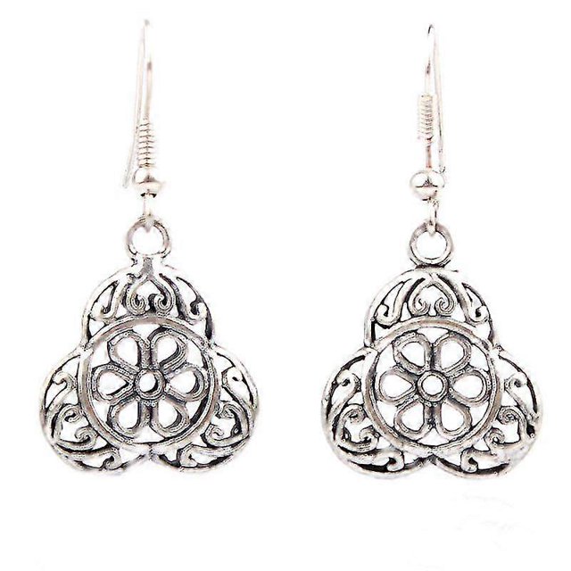 Pendientes huecos con nudo chino de estilo folk vintage, joyería con personalidad en plata ------Código de producto 71336