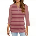 thumbnail image 6 of Comdrip Comfy Tops for Women, 3/4 Length Sleeve Womens Tops Cotton Button V Neck Shirt Casual Shirts Blouses Three Quarter Sleeve Tops Woman Hot Pink M, 6 of 6