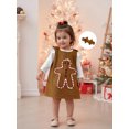 thumbnail image 4 of RUINIXCW Newborn Baby Girl Christmas Gingerbread Outfit Infant Baby Girls Fall Winter Clothes Ribbed Long Sleeve Romper and Dress Overalls Headband Set, 4 of 8