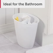 Sterilite Small Bathroom Trash Can, 1.5 Gallon Plastic Garbage Bucket Bin with No Lid, White