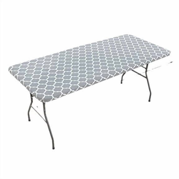 2 Pack PVC Fitted Tablecloth for Rectangular Table, Waterproof and Oil-Proof Elastic Edge Table Cover with Flannel Backing, Wipe-Clean Vinyl Table Protector for Indoor, Outdoor Use