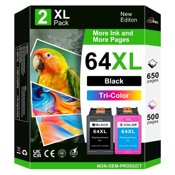 64XL Ink Cartridge for HP Printers Compatible for HP 64 Ink Cartridges, with HP 64XL Ink Cartridge Black and Colour for HP Envy Photo 7855 7864 7120 7130 7858 6252 6255 6258 6200