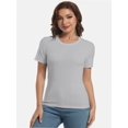 thumbnail image 3 of Women's Crew Neck Ribbed Fitted Shirt Basic Short Sleeves Summer T Shirt Tops, 3 of 7