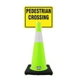 thumbnail image 1 of RK-Safety 28" Lime Cone, Black base With One 6" Reflective Tape, Plus Cone Sign 39 "pedestrian Crossing", (Cone-8 ea + Cone Sign-8 ea), 1 of 2