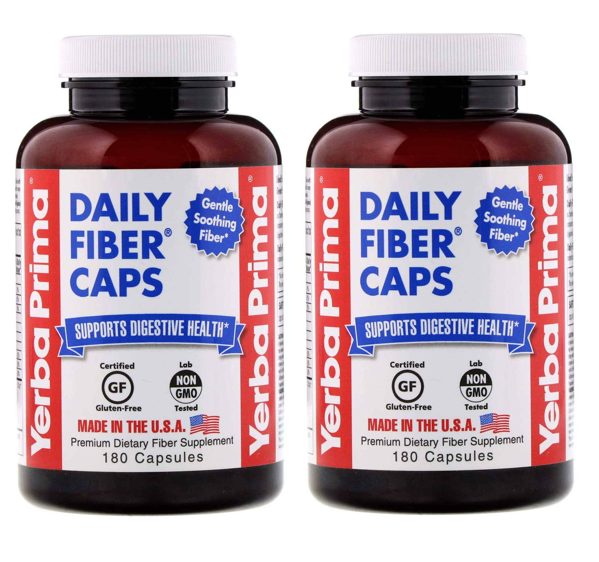 Yerba Prima Daily Fiber Caps 180 Capsules, (Pack of 2) Soluble