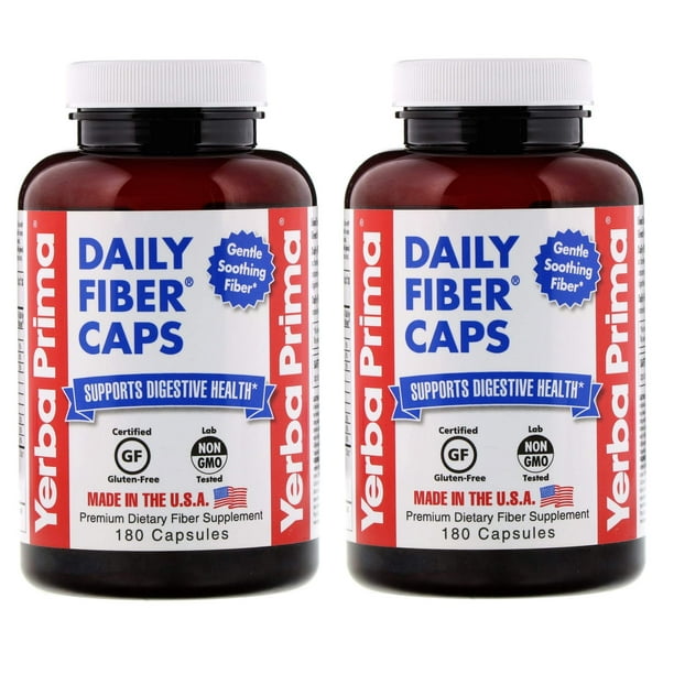 Yerba Prima Daily Fiber Caps 180 Capsules, (Pack of 2) Soluble