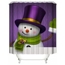 Purple Shower Curtain 59" W x 79" H Christmas Decoration Waterproof Polyester Fabric Xmas Decor Curtains with Hooks Machine Washable