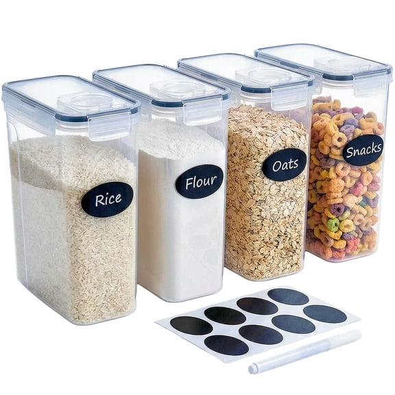 4pcs EXTRA Large Airtight Food Storage Containers Plastic Container for Pantry Organization And Canister for Grain, Nuts, Flour And Rice, Kitchen Organizers And Storage, Kitchen Accessories