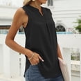 thumbnail image 4 of Mujeres Casual gasa cuello en V encaje Color sólido pulóver blusa sin mangas camiseta Tops tanque Pompotops lopia997428, 4 of 6