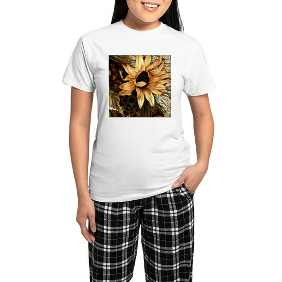 CafePress - Sunflower Pajamas - Women's Short Sleeve Print T-Shirt and Pants Light Cotton Pajama Set