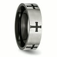thumbnail image 4 of Chisel Stainless Steel Brushed and Polished Black IP-plated Crosses 7mm Band SR150, 4 of 6