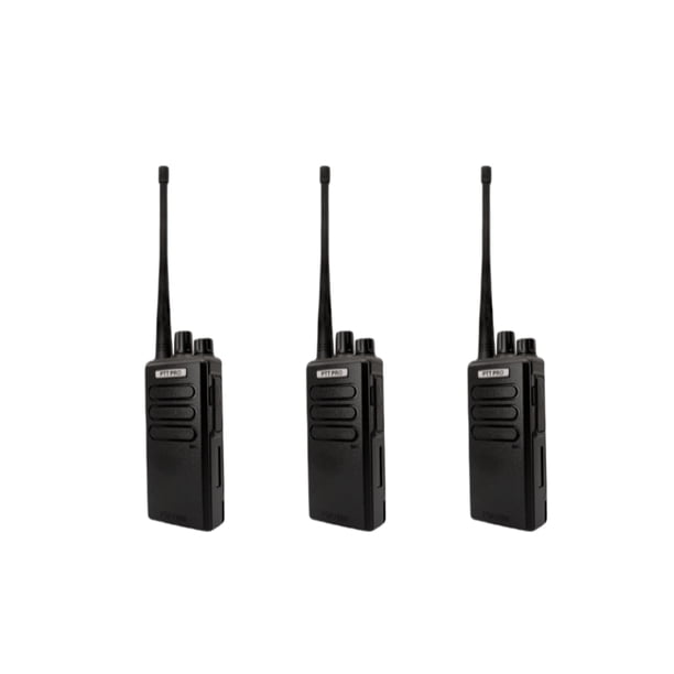 Radio de 2 Vías 3 pzas PTTPRO banda UHF con 16 canales preconfigurados negro