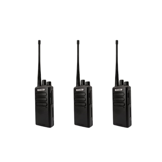 Radio de 2 Vías 3 pzas PTTPRO banda UHF con 16 canales preconfigurados negro