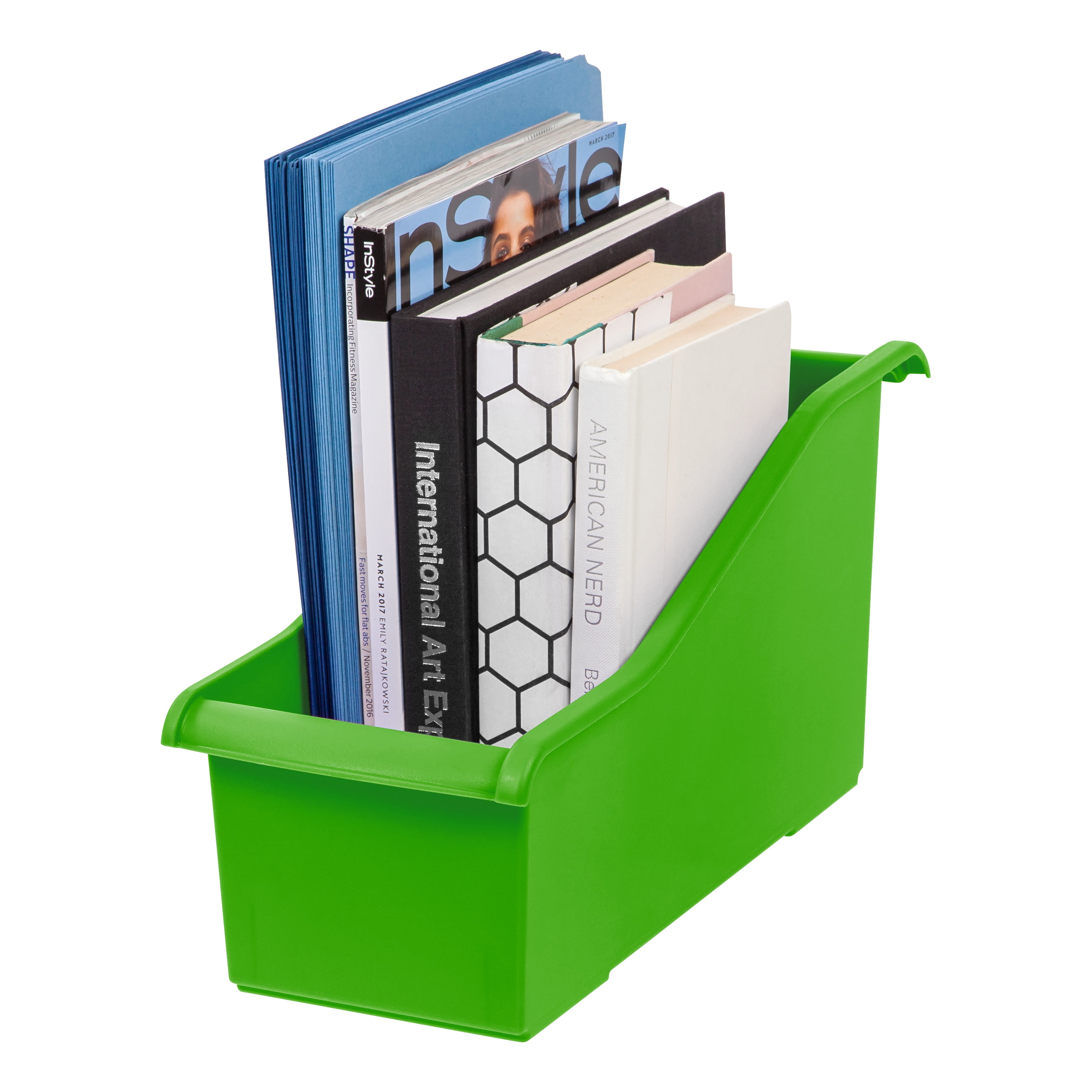 IRIS USA, Connecting Plastic Book Bin, Green